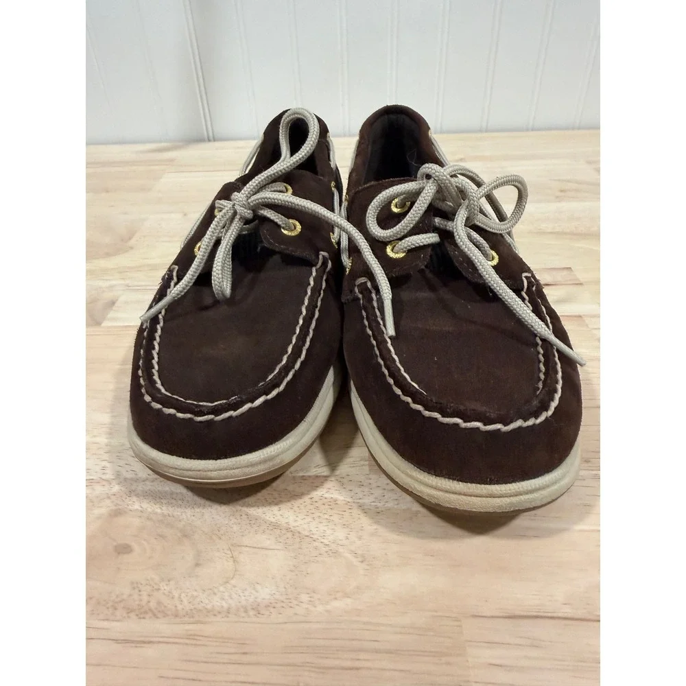 Sperry Top-Sider Suede Brown Boat Shoes Slip On Preppy Nautical Women Size 8